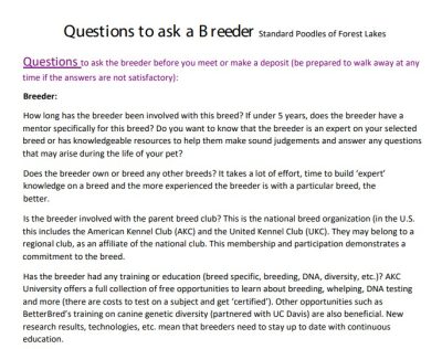 Questions to ask a Breeder Questions to ask a Breeder